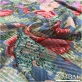Шелк шифоновые и атласные полосы с люрексом и нежными розами на голубом фоне