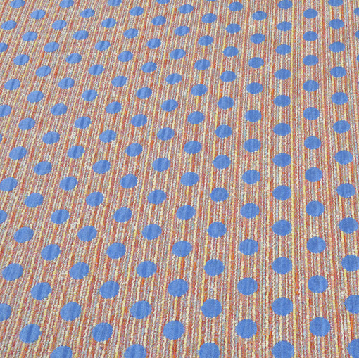 Ткань хлопок-вискоза-акрил для пошива костюмов и пальто, крупный голубой горох