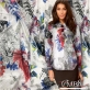 Шелк шифон принт Just Cavalli с блестящей нитью на белом фоне