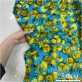  Панбархат деворе принт Blumarine желтые розы на голубом фоне