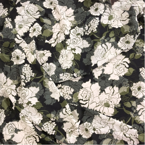 Шелк креповый стрейч принт Ferragamo абстрактные цветы цвета хаки