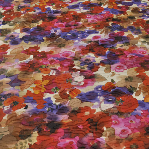 Плотный шелк с крупным цветочным рисунком
