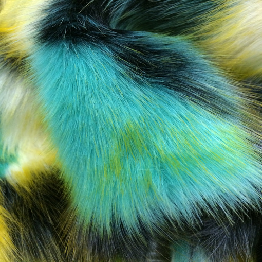 Мех искусственный длинноворсовый на трикотажной основе желто-зеленый