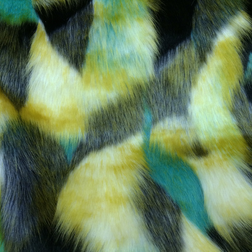 Мех искусственный длинноворсовый на трикотажной основе желто-зеленый
