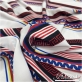 Шелк матовый блузочно-плательный дизайн Versace продольные красно-голубые полосы