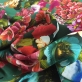 Шелк креповый принт D&G цветочная поляна на бирюзовом фоне