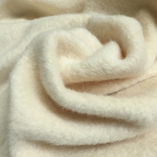 Пальтовая ворсовая тёплая шерсть альпака ванильного цвета