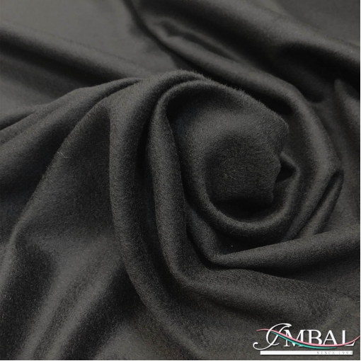Ткань пальтовая мягкая Max Mara с кашемиром черного цвета