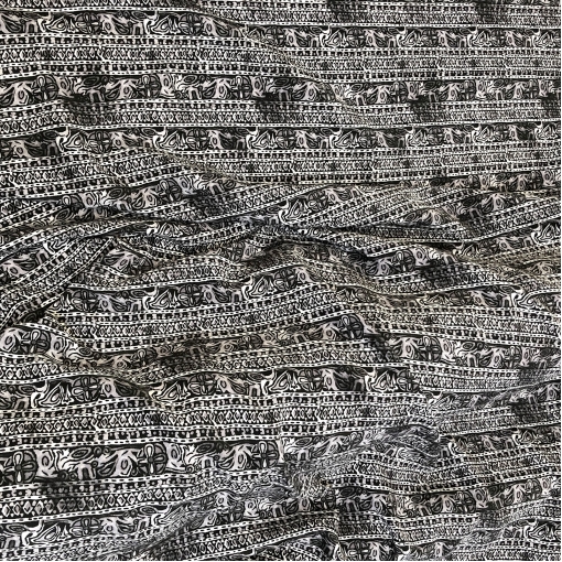 Шелк креповый принт Yves Saint Laurent полосы и узоры в черно-белой гамме