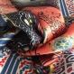 Шелк атлас ETRO купон абстракция в кораллово-голубых тонах