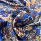 Шелк атлас принт ETRO пейсли на джинсово-синем фоне