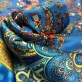 Шелк атласный стрейч купон принт ETRO "огурцы" в синих тонах