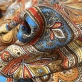 Шелк жаккардовый принт Setarium купон восточный узор в терракотово-голубых тонах
