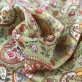 Шелк креповый принт ETRO огурцы и логотипы на фоне золотистый лайм