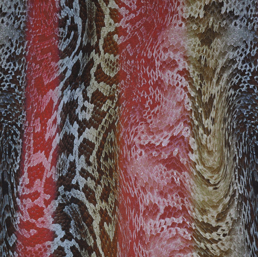 Трикотаж вискозный стрейч принт рептилия в красных тонах