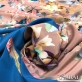 Шёлк креповый стрейч принт Blumarine цвета пепел-роза с голубой каймой и цветами