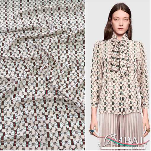 Шелк крепдешин плательно-рубашечный принт Gucci геометрия и символы
