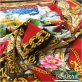 Шелк комфорт матовый купон 140х140 см дизайн Versace цветы в цепочной рамке