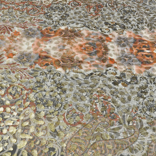 Шелк шифон с люрексом by Tony Manero мозаика с цветами